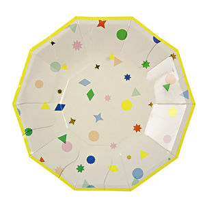 Confetti neon paperilautanen - pieni (8 kpl)