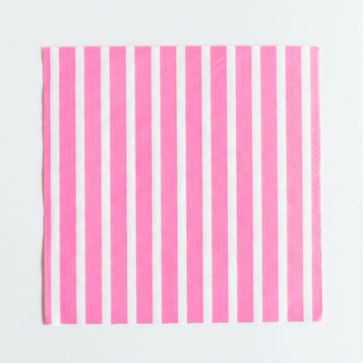 Raidallinen paperilautasliina, pinkki (20 kpl)